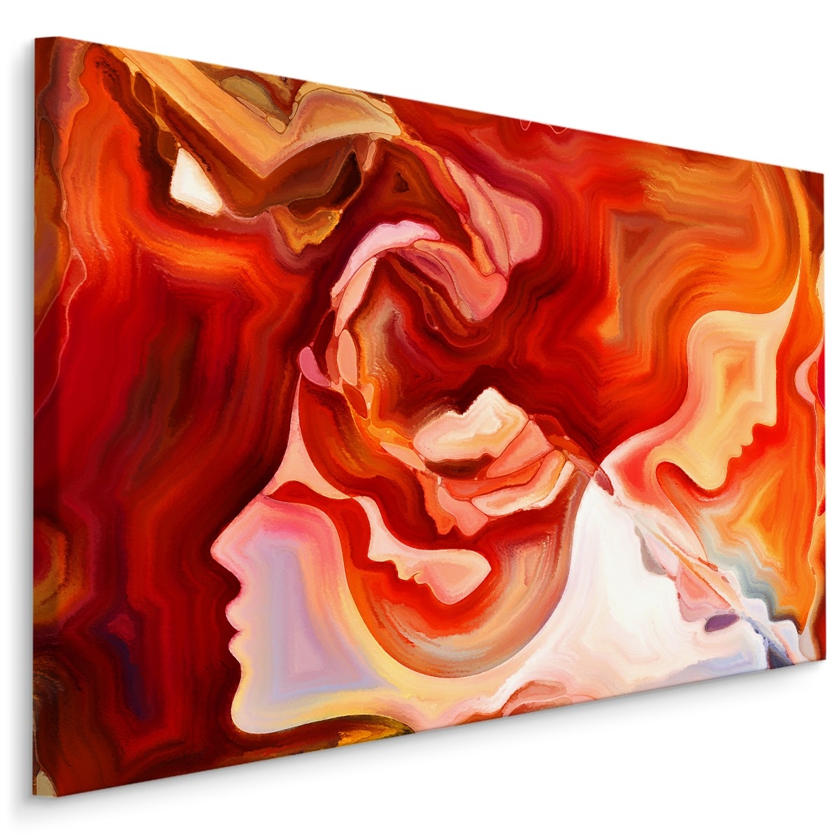 Schilderij - rode abstractie met gezicht, 4 maten, wanddecoratie afbeelding