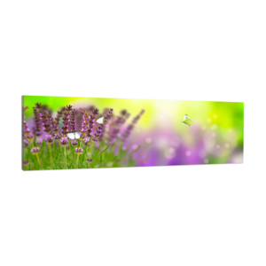 Karo-art Schilderij -Lavendel en vlinders, 120x40cm. Wanddecoratie, premium print