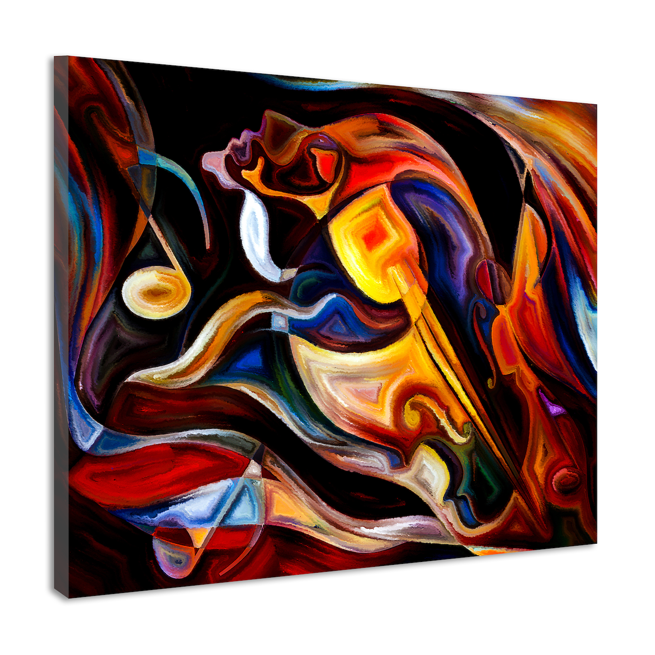 Schilderij - Abstract Muziek , Multikleur , 3 maten , Wanddecoratie afbeelding