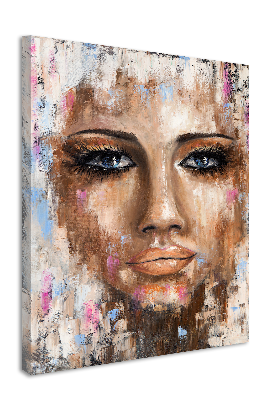 Schilderij - Abstracte vrouw II, Multikleur , 2 maten , print op canvas , Wanddecoratie afbeelding
