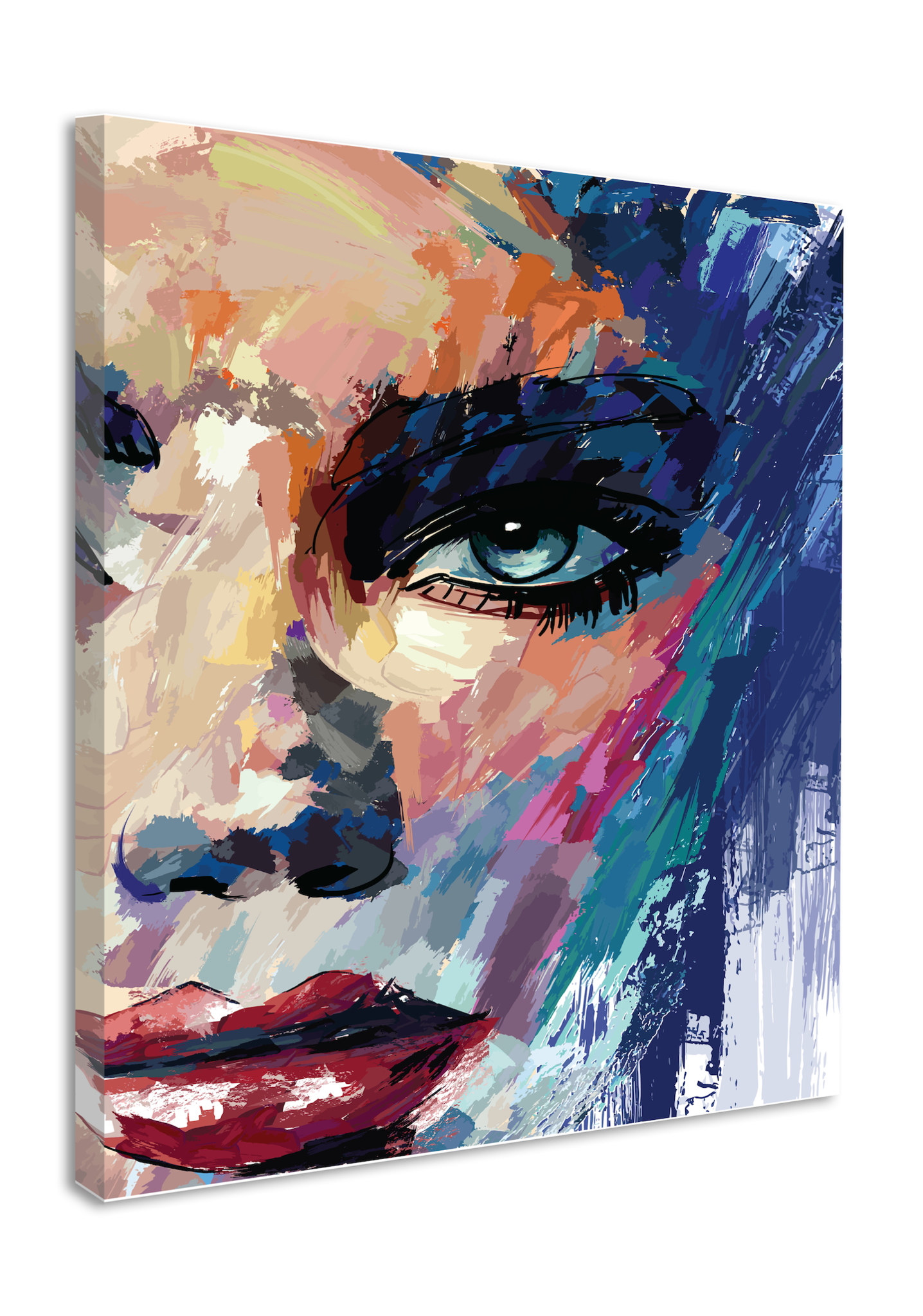 Schilderij - Abstracte vrouw III, Multikleur , 2 maten , print op canvas, Wanddecoratie afbeelding