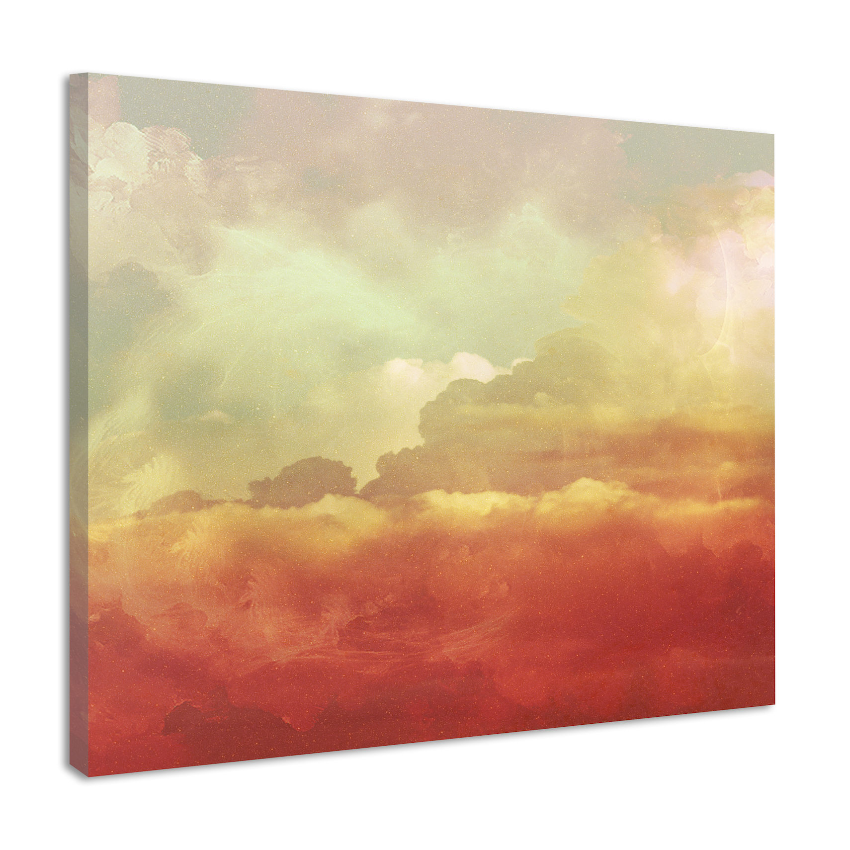 -24% SALE | Schilderij - Abstracte wolken,  , Oranje Geel , 3 maten , print op canvas , Wanddecoratie -  1 luik - 100x100 cm