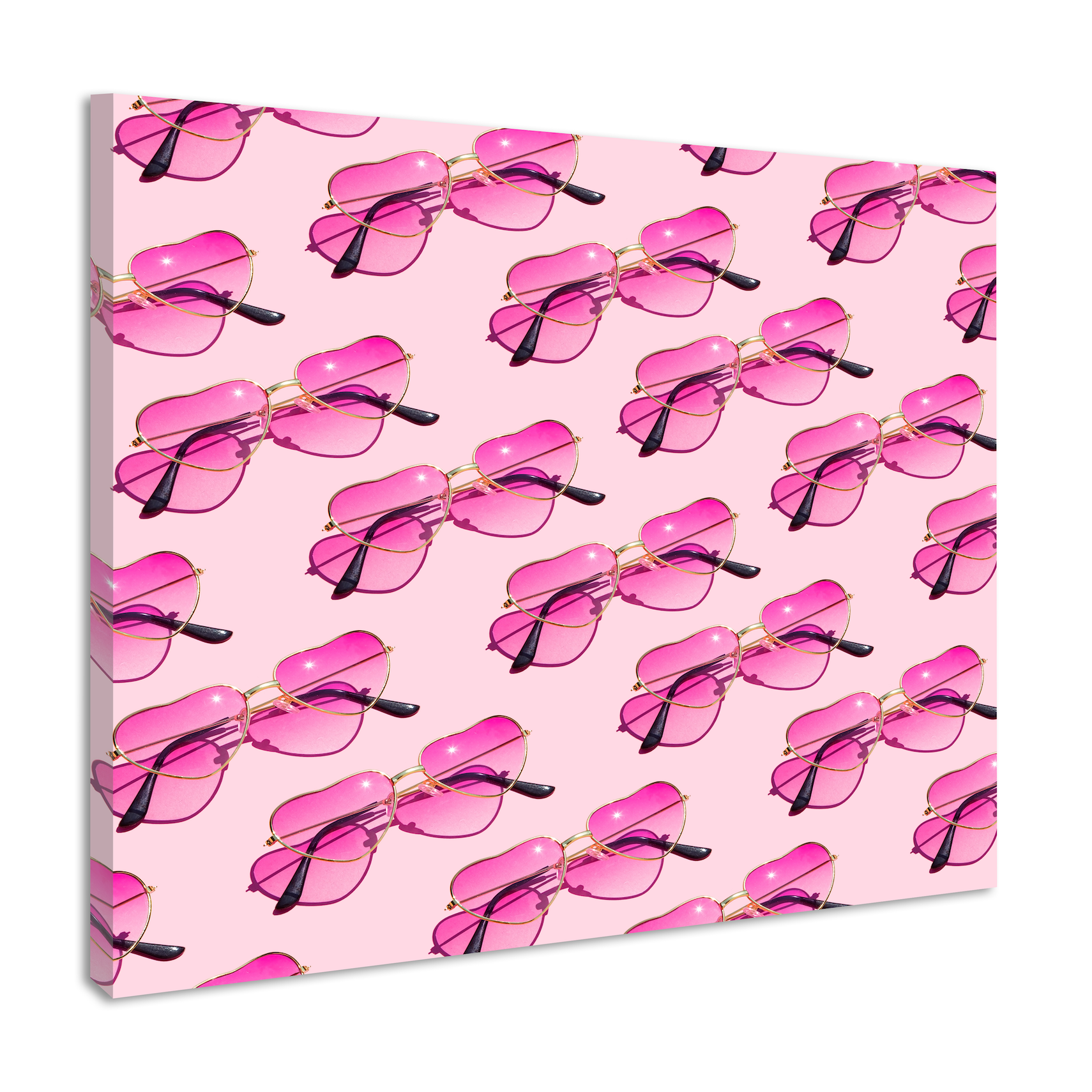Schilderij - Roze zonnebrillen, liefde, premium print afbeelding