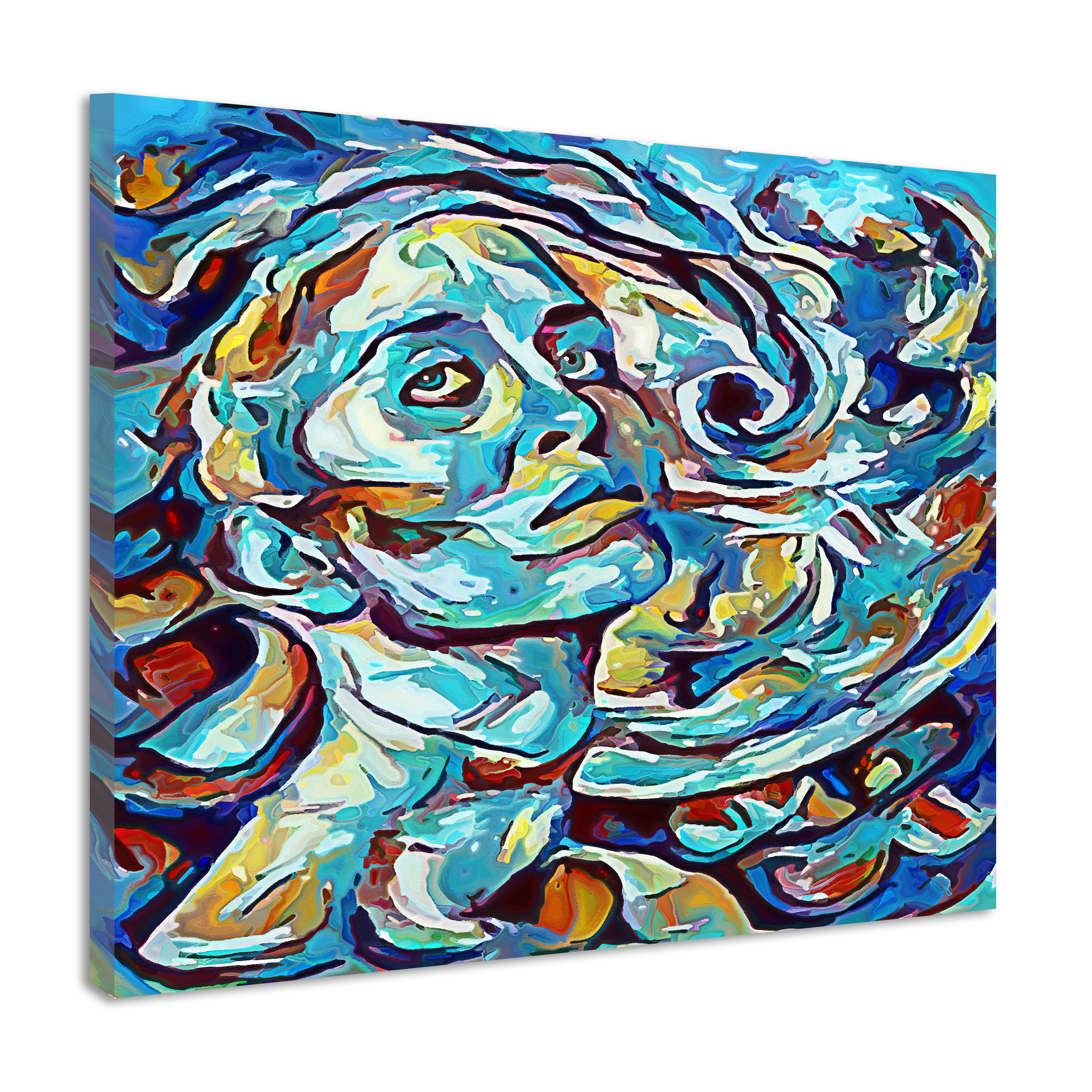 Schilderij - Menselijke gelijkenis weergegeven met abstracte kleurvakken, 2 maten, print op canvas afbeelding