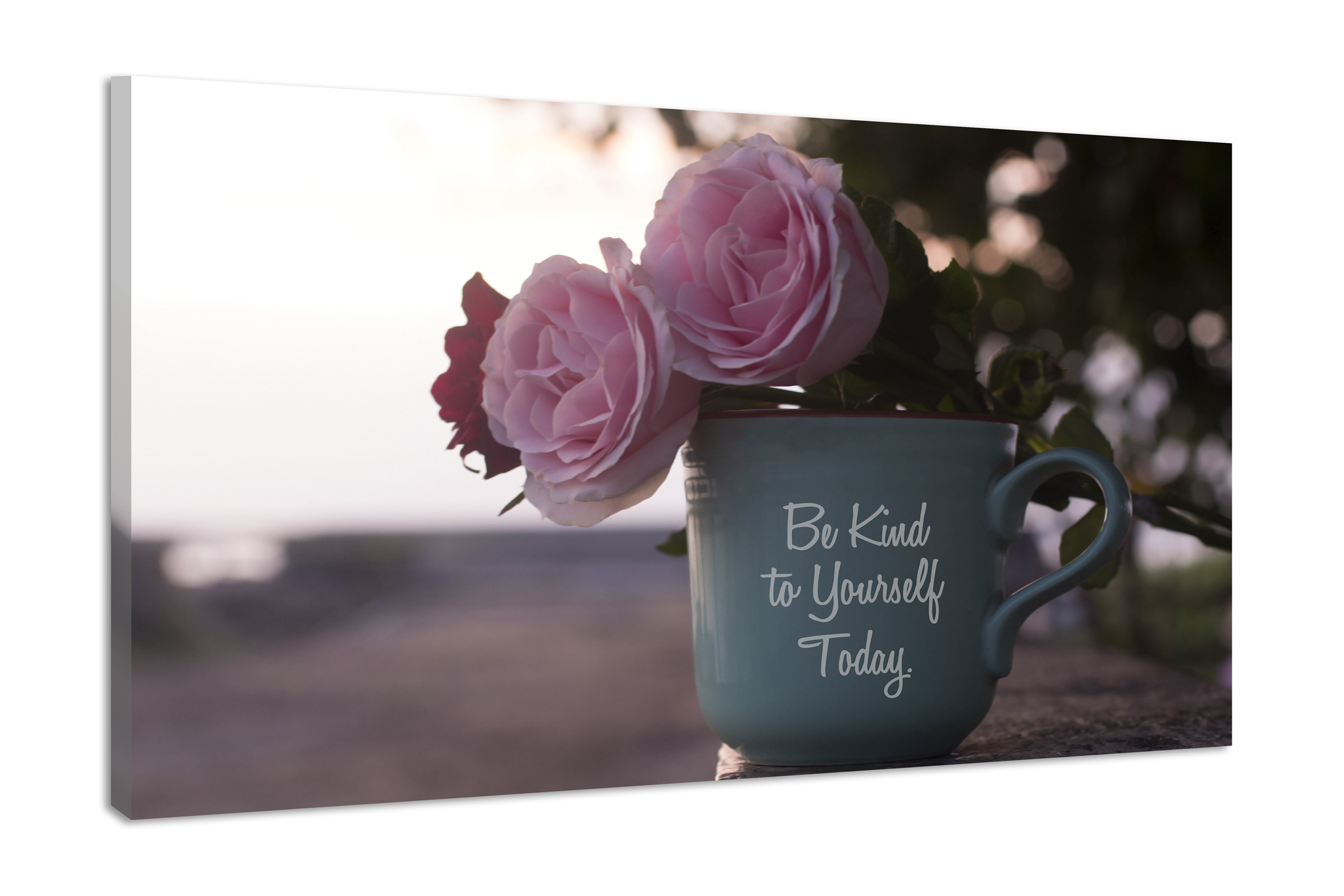 Schilderij -Wees lief voor jezelf vandaag, 100x70cm Premium print - QM