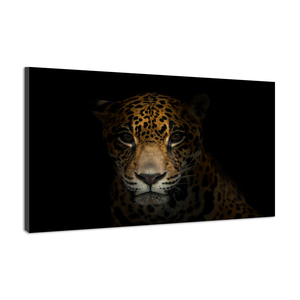 Karo-art Schilderij -Luipaard in het donker , 100x70cm, premium print