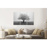 Karo-art Schilderij -  Eenzame boom in zwart/wit, 120x80cm, 3 luik, premium print