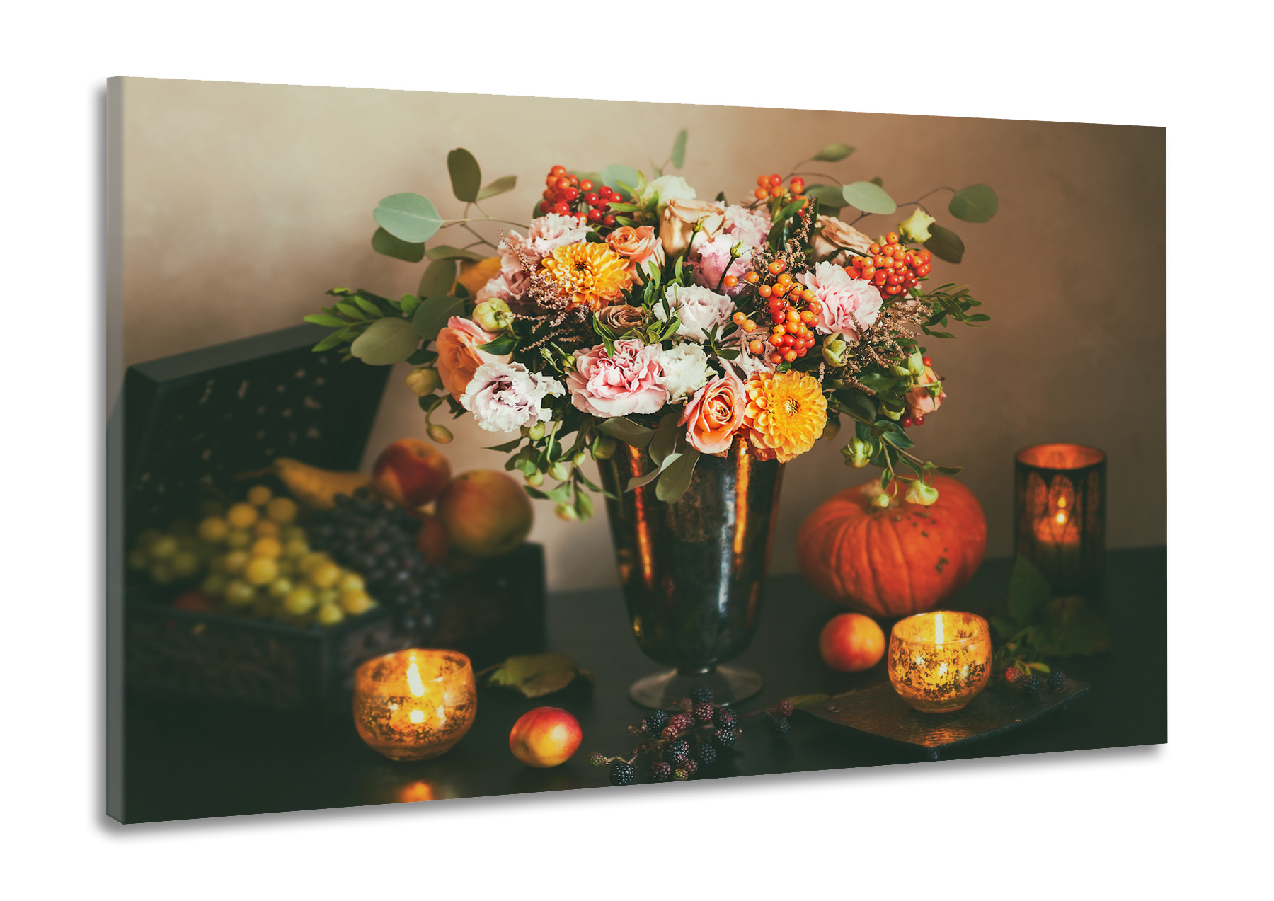 Schilderij -Stilleven Herfst, 100x70cm, wanddecoratie, premium print