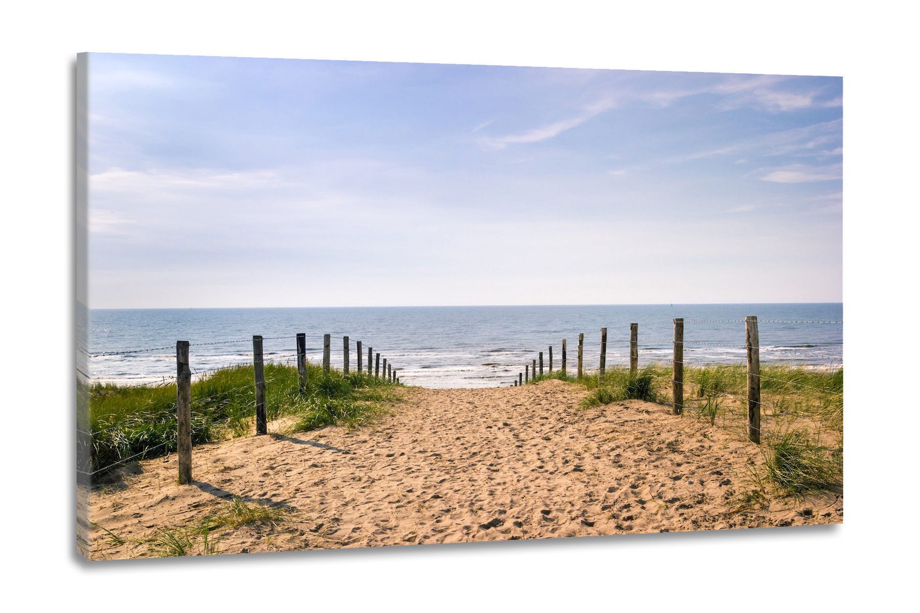 Schilderij -Pad dat over duinen Zandvoort naar de zee leidt op een heldere zomerdag, 2 maten