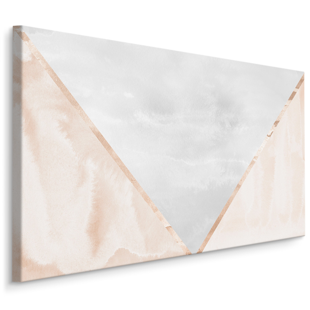 Schilderij - Moderne abstractie in grijs en roze, premium print afbeelding