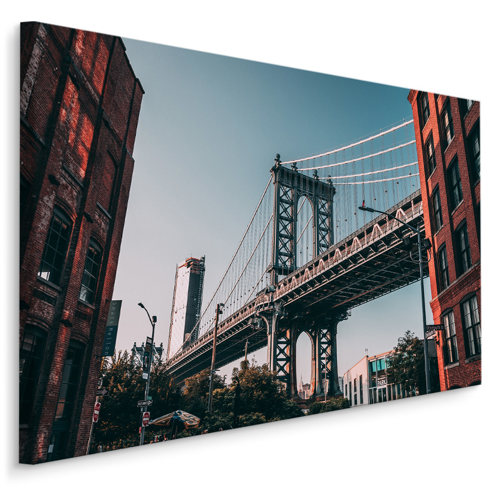 Schilderij - Manhatten Bridge New York City, multi-gekleurd, 4 maten, premium print afbeelding