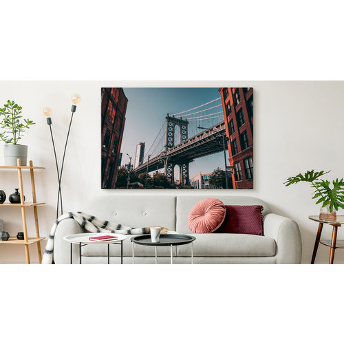 Schilderij - Manhatten Bridge New York City, multi-gekleurd, 4 maten, premium print