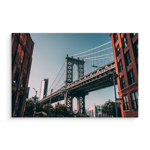 Schilderij - Manhatten Bridge New York City, multi-gekleurd, 4 maten, premium print