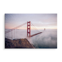 Schilderij - Golden Gate Bridge in de mist, multi-gekleurd, 4 maten, premium print