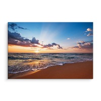 Schilderij - Zonsondergang op het strand, multi-gekleurd, 4 maten, wanddecoratie