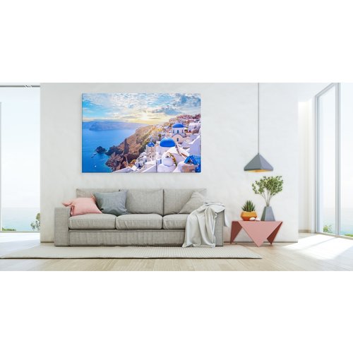 Schilderij - Zonnig Griekenland, multi-gekleurd, 4 maten, wanddecoratie