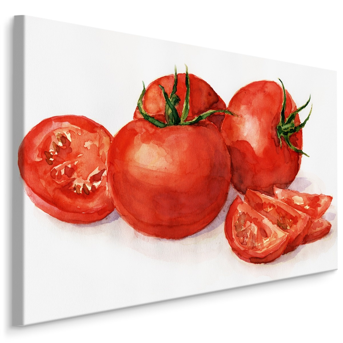 Schilderij - Tomaten (print op canvas), rood/wit, 4 maten, premium print afbeelding
