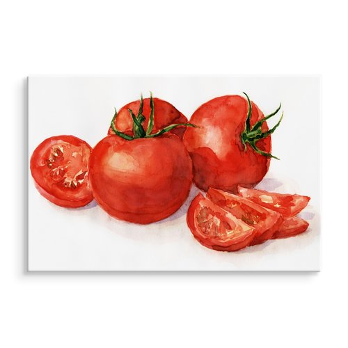 Schilderij - Tomaten (print op canvas), rood/wit, 4 maten, premium print