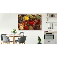 Schilderij - Kruiden en specerijen in schalen, multi-gekleurd, 4 maten, premium print