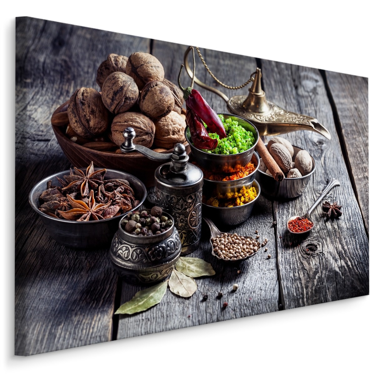 Schilderij - Specerijen en noten, multi-gekleurd, 4 maten, premium print afbeelding