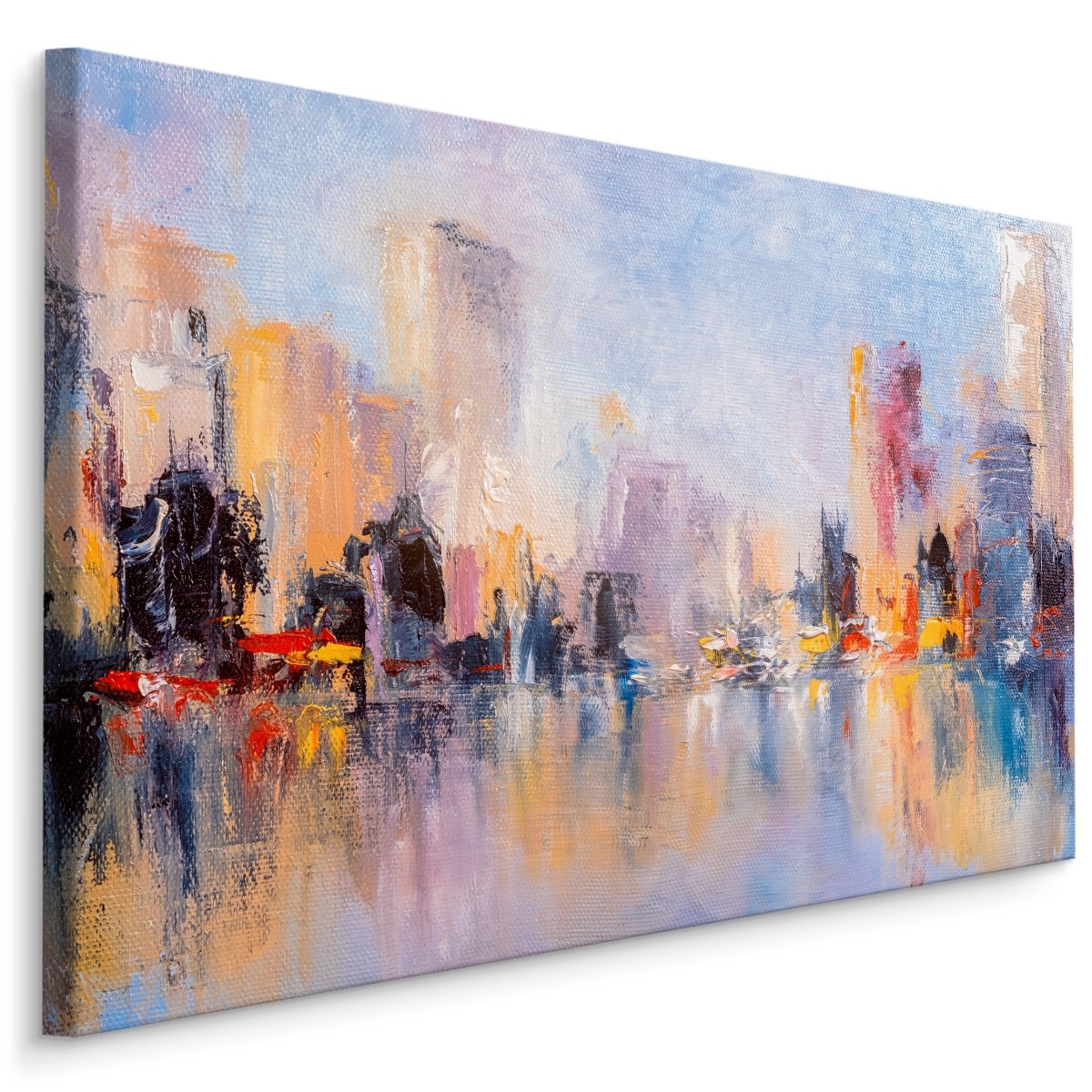 Schilderij - Panorama stad (print op canvas), multi-gekleurd, 4 maten, wanddecoratie afbeelding
