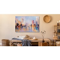Schilderij - Panorama stad (print op canvas), multi-gekleurd, 4 maten, wanddecoratie