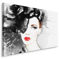 Schilderij - Vrouw in Aquarel (print op canvas), multi-gekleurd, 4 maten, premium print