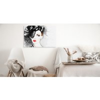 Schilderij - Vrouw in Aquarel (print op canvas), multi-gekleurd, 4 maten, premium print