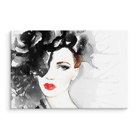 Schilderij - Vrouw in Aquarel (print op canvas), multi-gekleurd, 4 maten, premium print