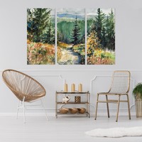 Schilderij - Prachtig landschap, 3 luik, print op canvas, premium print