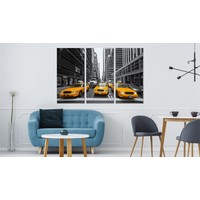 Schilderij - Gele taxi's in New York, USA, 3 luik, premium print