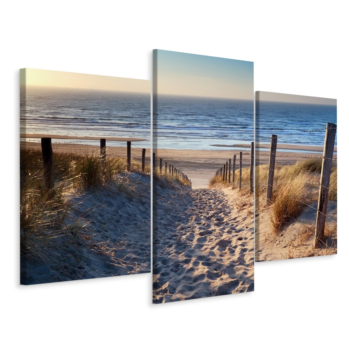 Schilderij - Op weg naar de Noordzee, 3 luik, premium print afbeelding