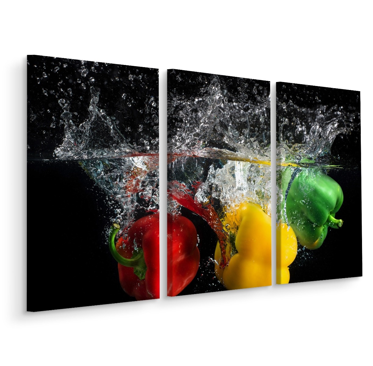 Schilderij - Paprika in het water, keuken, premium print afbeelding