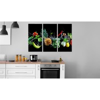 Schilderij - Groente en fruit in het water, 3 luik, premium print Schilderij - Groente en fruit in het water, 3 luik, premium print