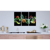 Schilderij - Groente en fruit in het water, 3 luik, premium print Schilderij - Groente en fruit in het water, 3 luik, premium print