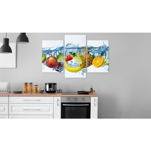Schilderij - Vers fruit in het water, 3 luik, premium print, wanddecoratie