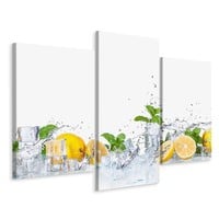 Schilderij - Muntblaadjes met citroenen, keuken, 3 luik, premium print
