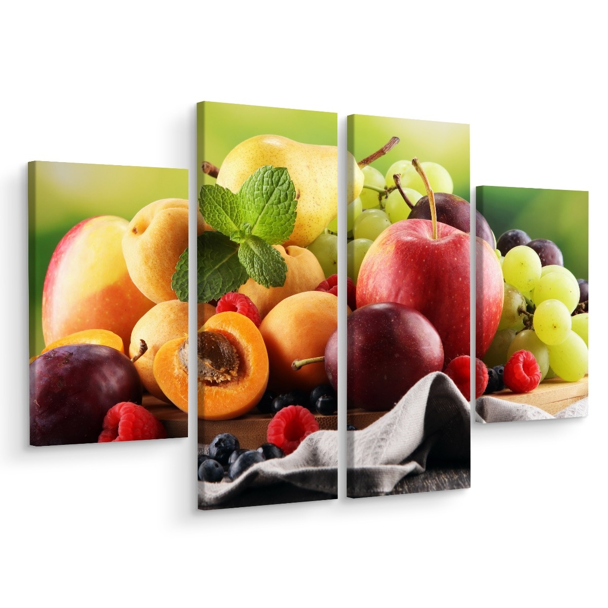 Schilderij - Vers zomerfruit, 4 luik, premium print, wanddecoratie afbeelding