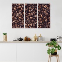 Schilderij - geroosterde koffiebonen, 3 luik, premium print Schilderij - geroosterde koffiebonen, 3 luik, premium print