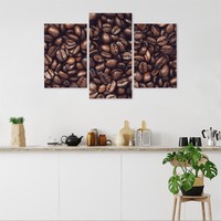 Schilderij - geroosterde koffiebonen, 3 luik, premium print Schilderij - geroosterde koffiebonen, 3 luik, premium print