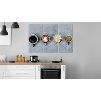 Schilderij - Kopjes koffie op een rij, 3 luik, horeca, premium print Schilderij - Kopjes koffie op een rij, 3 luik, horeca, premium print