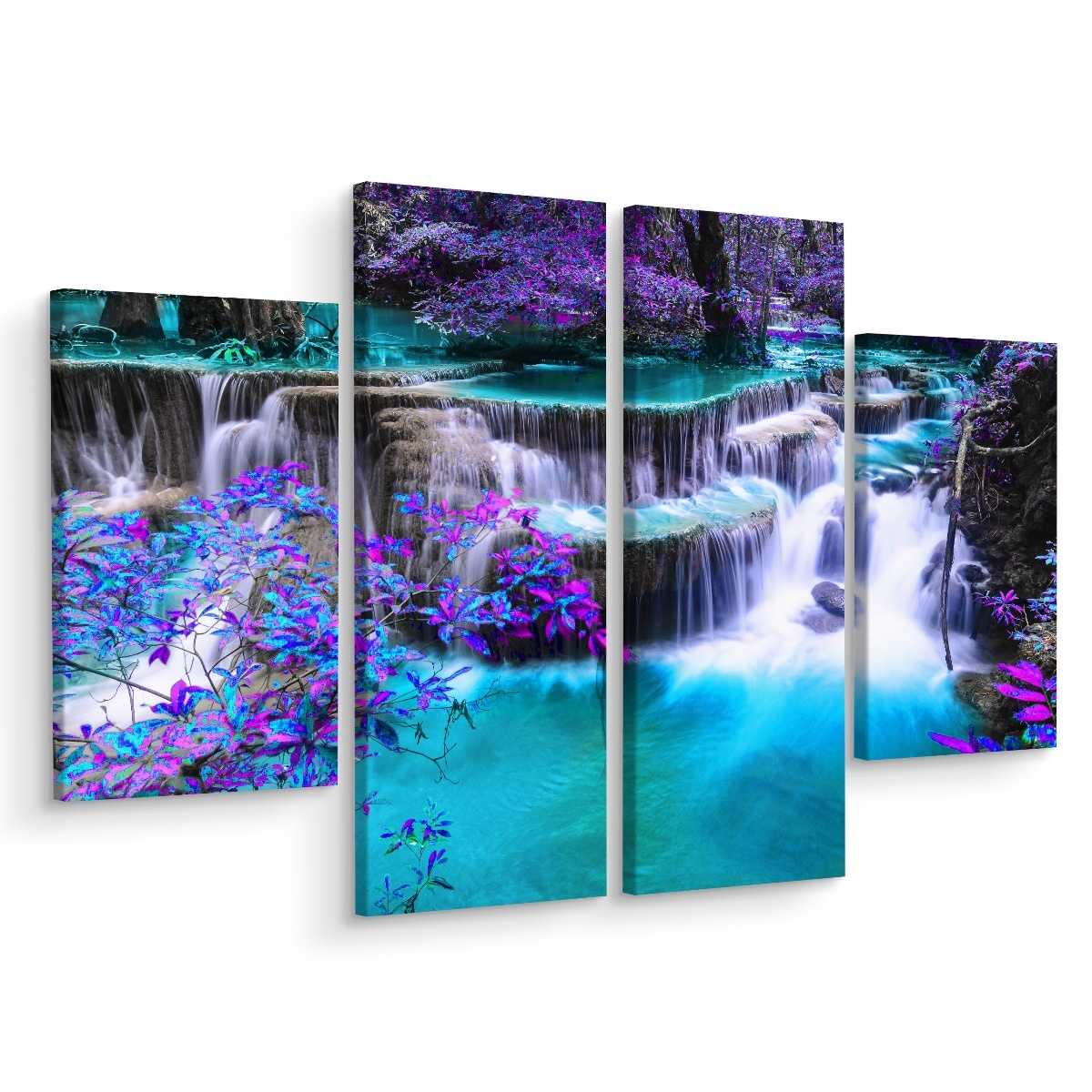 Schilderij - Huay Mae Khamin waterval, Thailand, 3 luik, premium print afbeelding