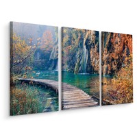 Schilderij - Loopbrug door het paradijs, 3 luik, premium print Schilderij - Loopbrug door het paradijs, 3 luik, premium print