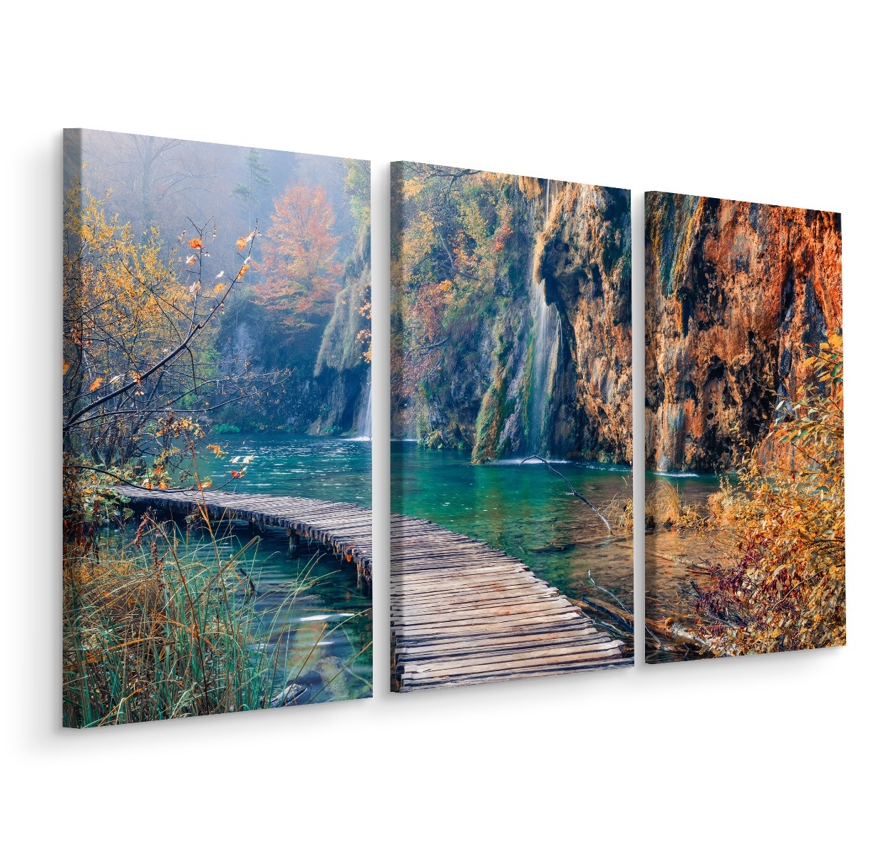 Schilderij - Loopbrug door het paradijs, 3 luik, premium print afbeelding