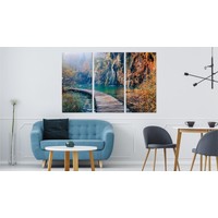 Schilderij - Loopbrug door het paradijs, 3 luik, premium print Schilderij - Loopbrug door het paradijs, 3 luik, premium print