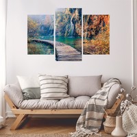 Schilderij - Loopbrug door het paradijs, 3 luik, premium print