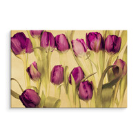 Schilderij Paarse tulpen (print op canvas), 4 maten, wanddecoratie