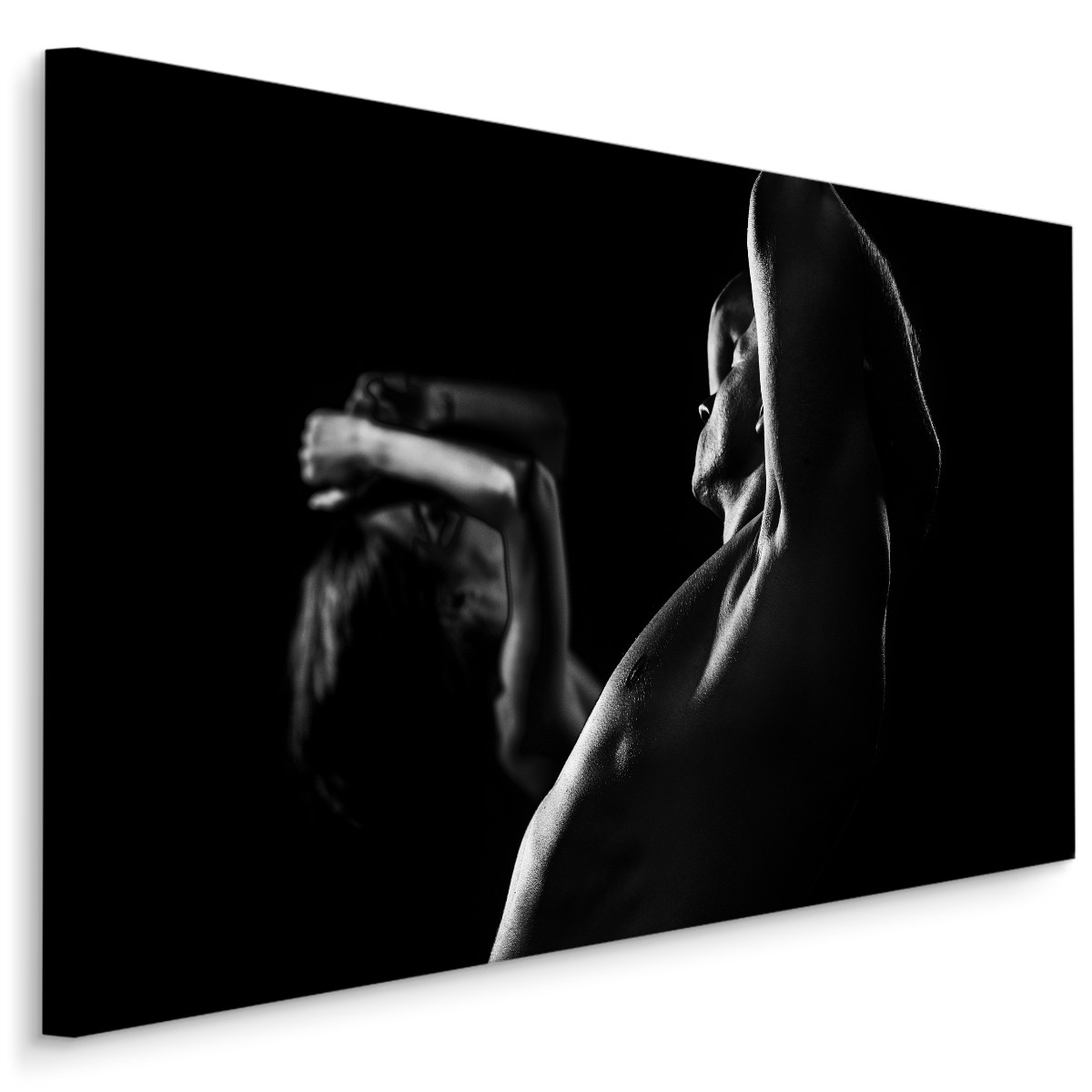 Schilderij - Man en vrouw, zwart-wit, 4 maten, premium print afbeelding