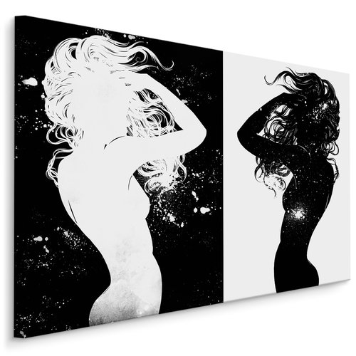 Schilderij - Vrouwen silhouet, zwart/wit, 4 maten, premium print