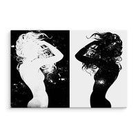 Schilderij - Vrouwen silhouet, zwart/wit, 4 maten, premium print